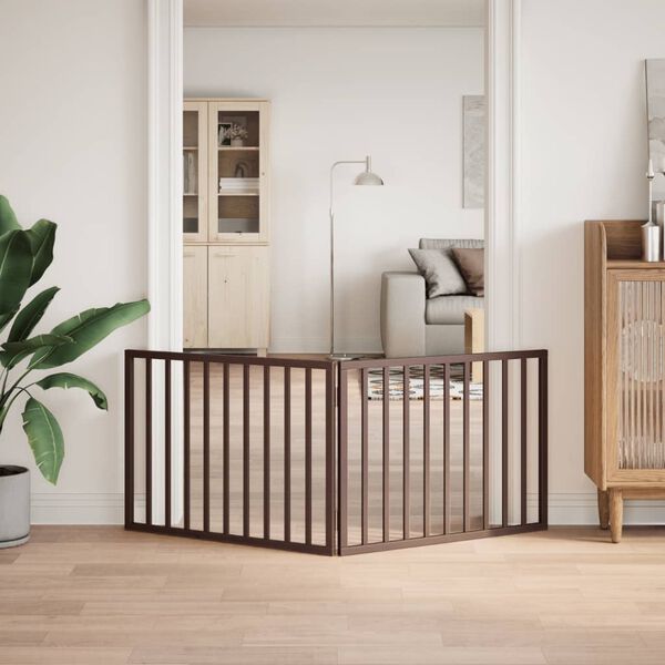 vidaXL suņu vārti, salokāmi, 2 paneļi, Brūns, 160 cm, papeles koks