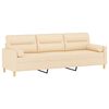 vidaXL trīsvietīgs dīvāns ar spilveniem, krēmkrāsas, 210 cm, audums