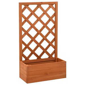 vidaXL puķu kaste ar &scaron;paleru, oranža, 50x25x90 cm, egles masīvkoks