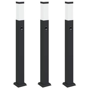 vidaXL stabveida gaismekļi ar sensoru, 3 gab., 80 cm, melni, IP44