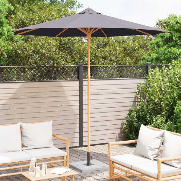 vidaXL Dārza parasols Tum&scaron;i pelēks &Oslash; 270 x 260 cm Bambuss