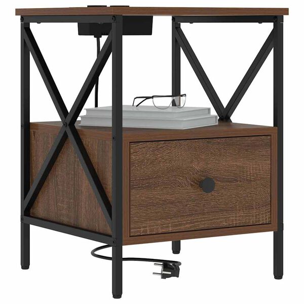 vidaXL Nakts skapītis ar atvilktni Brūns ozols 41,5 x 40,5 x 55 cm