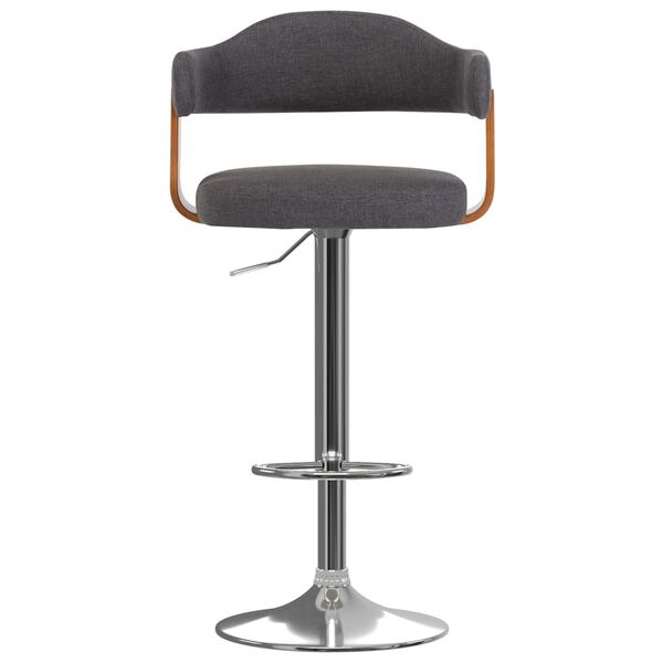 vidaXL bāra krēsli, 2 gab., tum&scaron;i pelēks audums, liekts koks