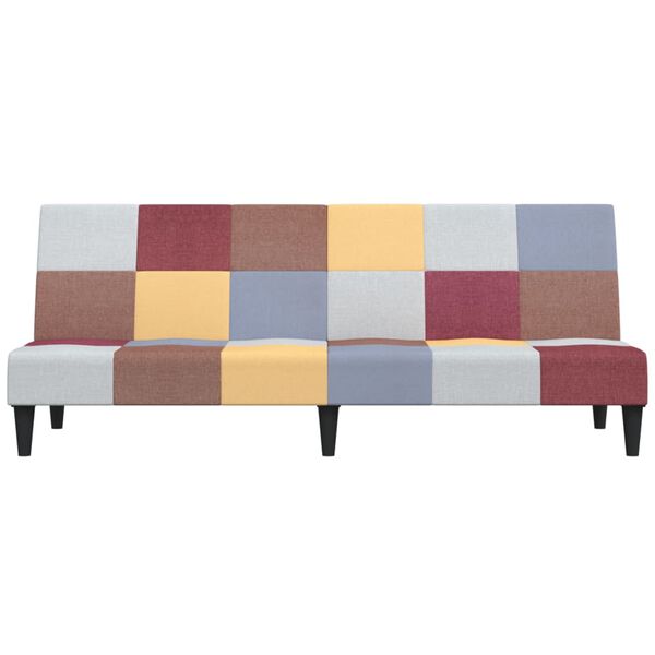 vidaXL divvietīga dīvāngulta ar kājsoliņu, daudzkrāsains audums