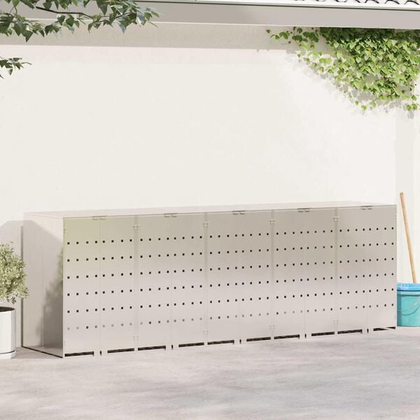 vidaXL Ratiņu tvertņu glabāšana 3 tvertņiem Sudraba