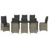 vidaXL Dārza ēdamgalds ar spilvenu 9 pcs Pelēka Poliūtu rotangpalma