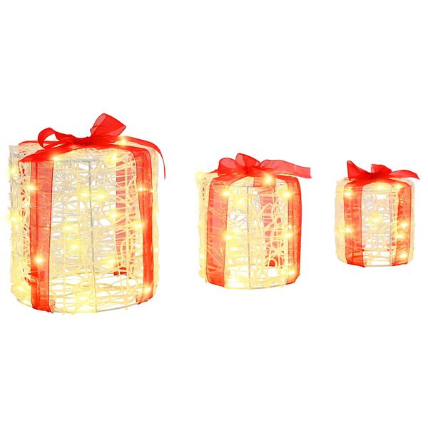 vidaXL Dāvanu Kaste Dekorācija 3 pcs Silti balta 20 x 20 x 21 cm