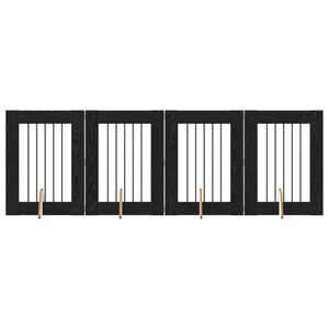vidaXL Suņu vārti ar statīviem 4 pcs Melns ozols 60 x 80 cm