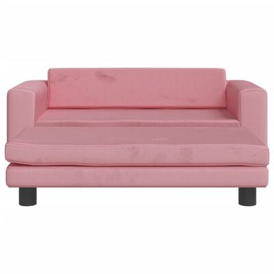 vidaXL bērnu dīvāns ar soliņu, rozā, 100x50x30 cm, samts