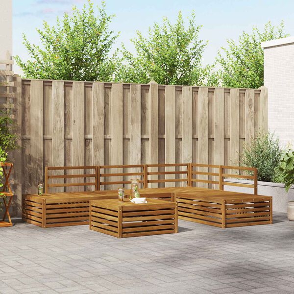 vidaXL Āra dīvānu komplekts 5 Gabals Dabiska Cietā akācijas koks