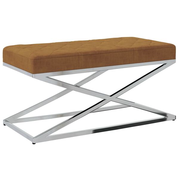 vidaXL sols, brūns samts un nerūsējo&scaron;s tērauds