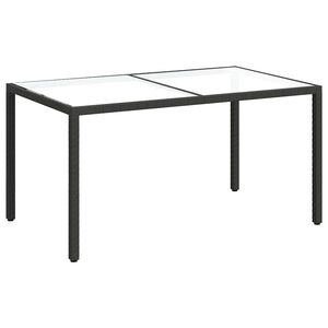 vidaXL dārza galds, 150x90x75 cm, rūdīts stikls, mākslīgā rotangpalma