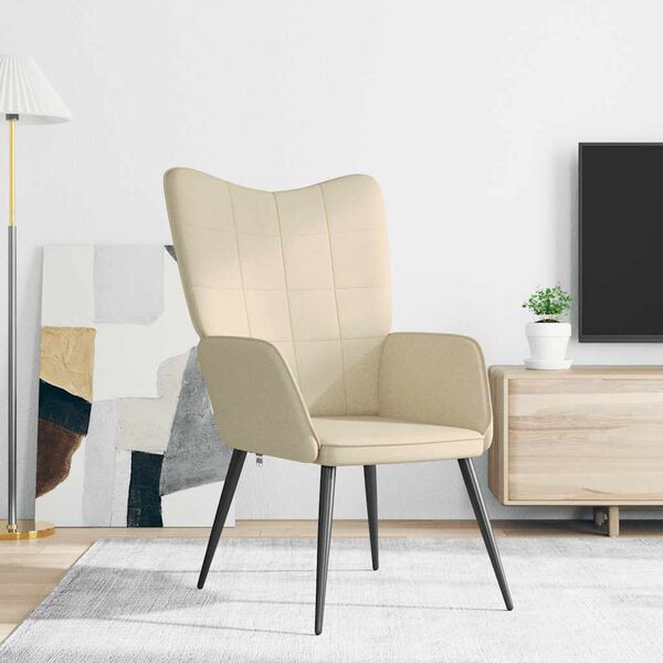 vidaXL atpūtas krēsls, krēmkrāsas audums