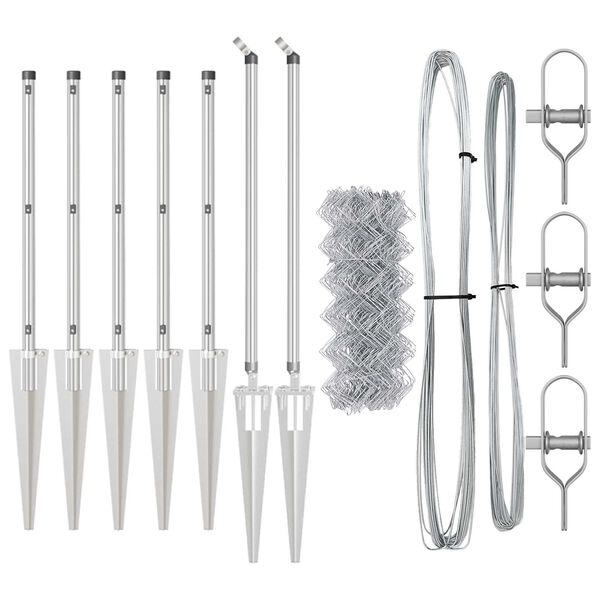 vidaXL Žoga āķis Sudraba 10 x 1 m (40 x 40 mm siets) Tērauds