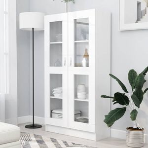 vidaXL vitrīna, balta, 82,5x30,5x150 cm, inženierijas koks