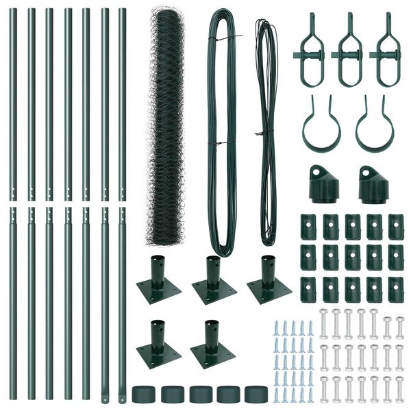 vidaXL Žoga āķis Zaļa 10 x 1,2 m (50 mm acs) Tērauds un PVC