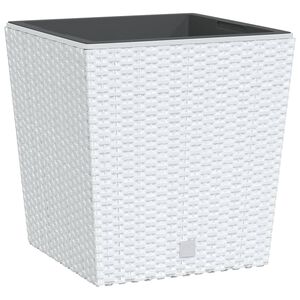 vidaXL puķu kaste ar izņemamu ieliktni, balta, 21/32 L, PP rotangpalma