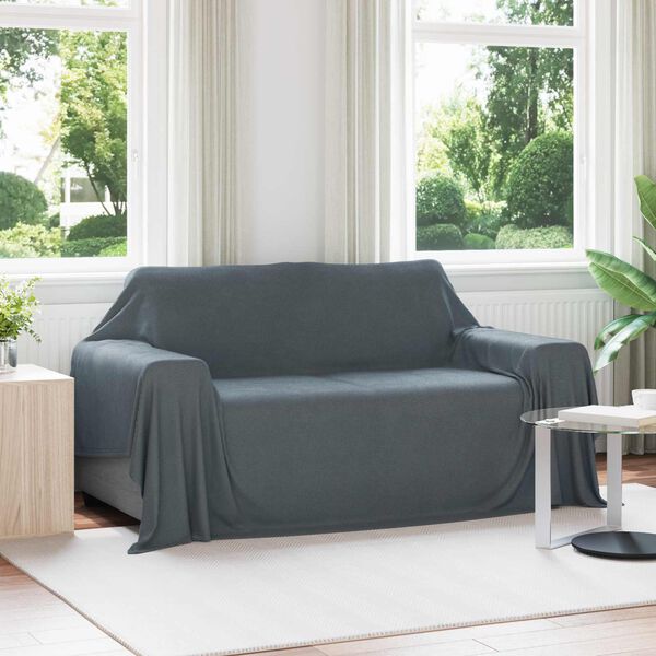vidaXL Pledu segas 6 pcs Tum&scaron;i pelēks 280 x 210 cm Flīss
