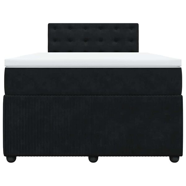 vidaXL atsperu gulta ar matraci, melna samts, 120x200 cm