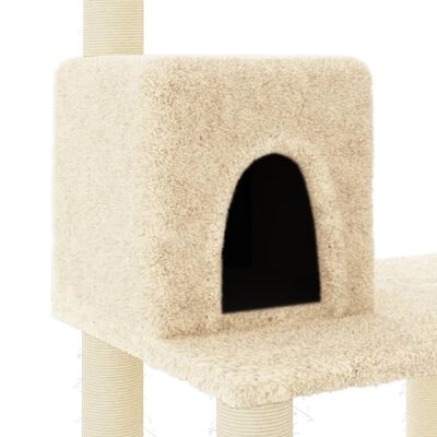 vidaXL kaķu māja ar sizala stabiem nagu asināšanai, 118,5cm krēmkrāsas
