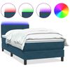 vidaXL atsperu gulta ar matraci, LED, tum&scaron;i zils samts, 100x220 cm