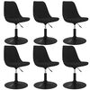 vidaXL grozāmi virtuves krēsli, 6 gab., melns samts
