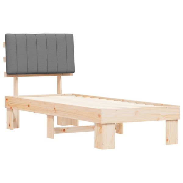 vidaXL Gultas rāmis ar polsterētu galvas balstu Gai&scaron;i pelēks