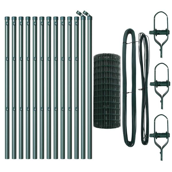 vidaXL Žogs ar stabu Zaļa 0,8 x 25 m Tērauds un PVC