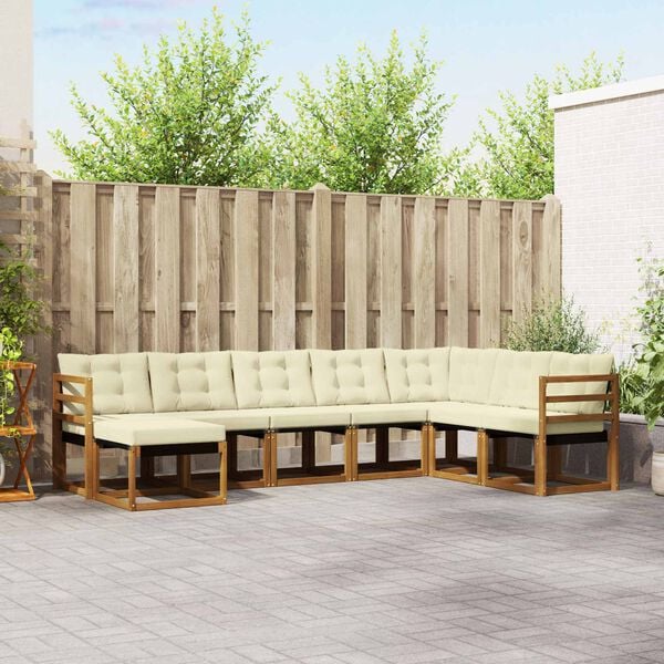 vidaXL Āra dīvānu komplekts ar spilvenu 8 pcs Dabisks un krējuma