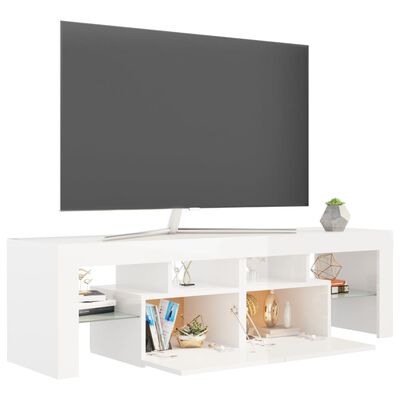 vidaXL TV skapītis ar LED lampiņām, 140x36,5x40 cm, spīdīgi balts