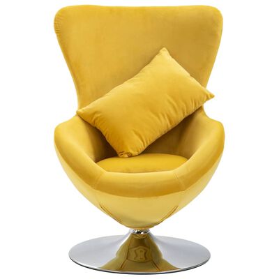 vidaXL grozāms atpūtas krēsls ar spilvenu, dzeltens samts