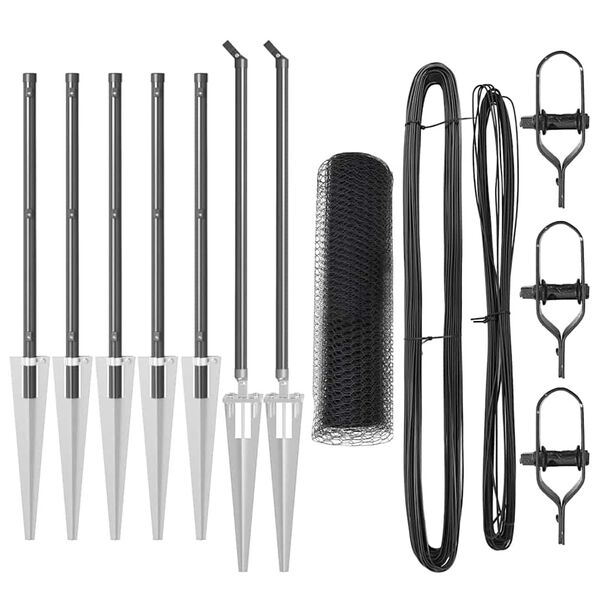 vidaXL Žoga āķis Pelēka 10 x 0,8 m (13 mm siets) Tērauds un PVC