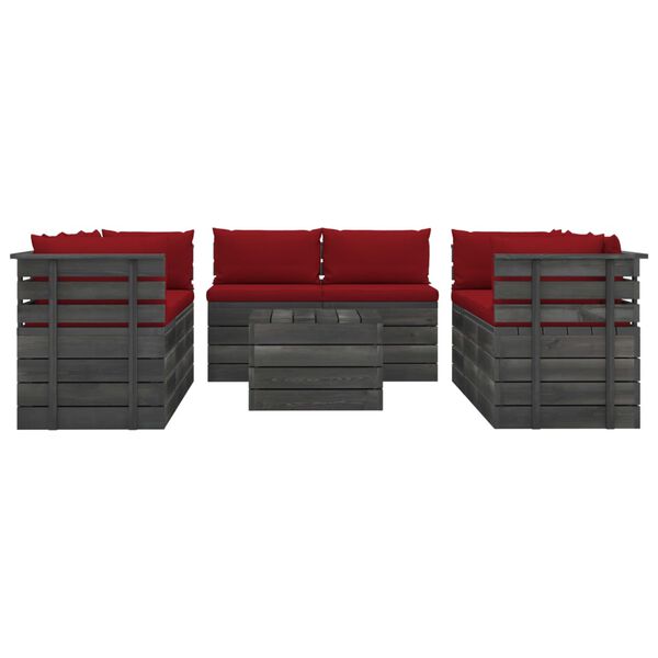 vidaXL 9-daļīgs dārza pale&scaron;u mēbeļu komplekts ar matračiem, priede