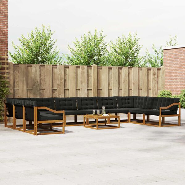 vidaXL Āra dīvānu komplekts ar spilvenu 11 pcs Dabīgs un melns