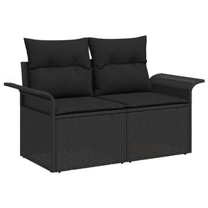 vidaXL Dārza dīvāns ar spilvenu Melna 141 x 62 x 69cm poliratāns