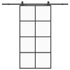 vidaXL bīdāmās durvis ar furnitūru komplektu, melnas, 102,5x205 cm, ESG stikls