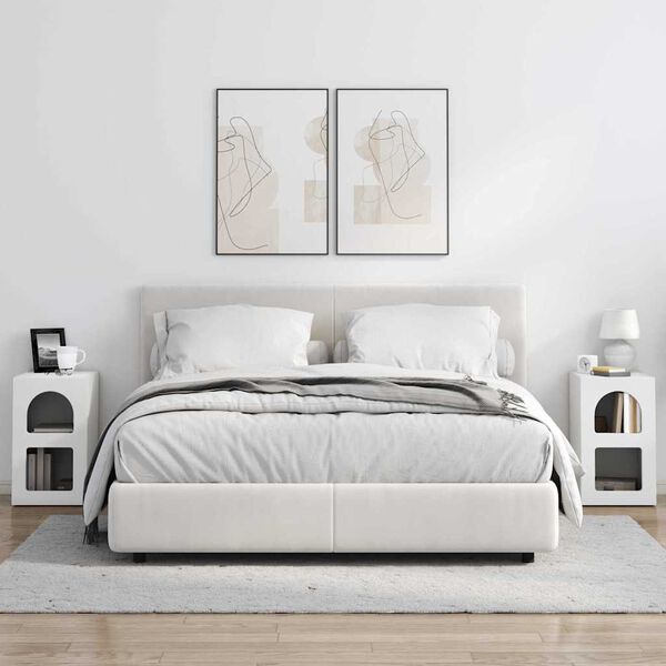 vidaXL Naktsgaldiņ&scaron; 2 pcs Balts 29,5 x 33,5 x 50 cm Inženierijas koks