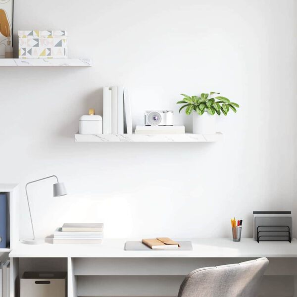 vidaXL Sienas plaukts Balts marmors 90 x 23,5 x 4 cm Inženierijas koks