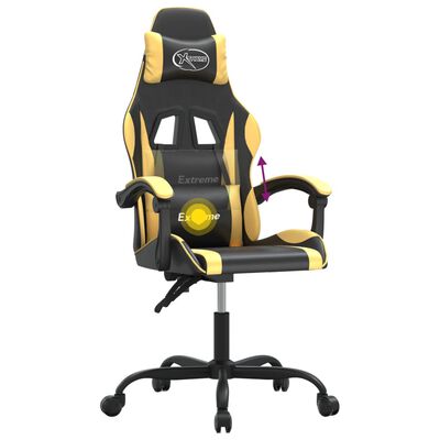 vidaXL datorspēļu krēsls, melna un zeltaina mākslīgā āda