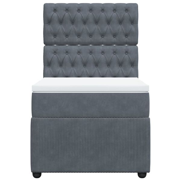 vidaXL atsperu gulta ar matraci, tumši pelēka samts, 90x190 cm