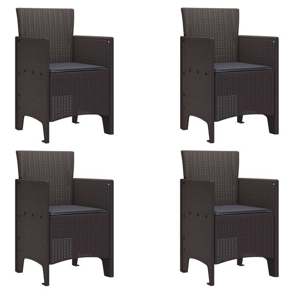 vidaXL Dārza krēsls 4 pcs Brūna 53 x 49 x 85 cm Polipropilēns