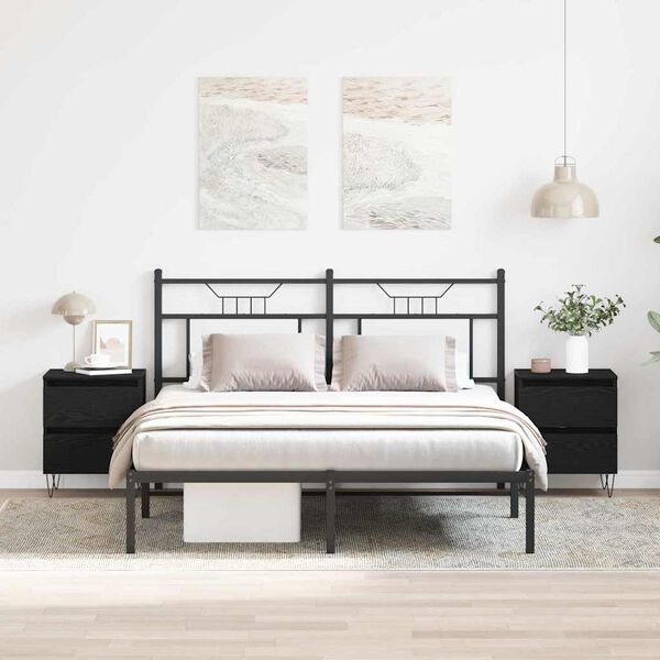 vidaXL Nakts skapītis ar atvilktni 2 pcs Melns ozols 40 x 35 x 50 cm