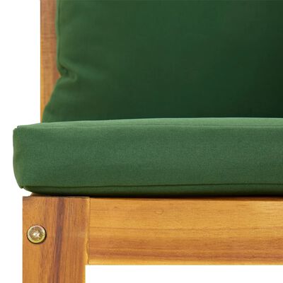 vidaXL stūra dīvāni ar zaļiem matračiem, 2 gab., akācijas masīvkoks