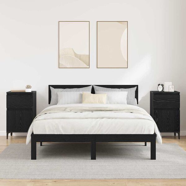 vidaXL Nakts skapītis 2 pcs Melns ozolkoks 40 x 35 x 70 cm