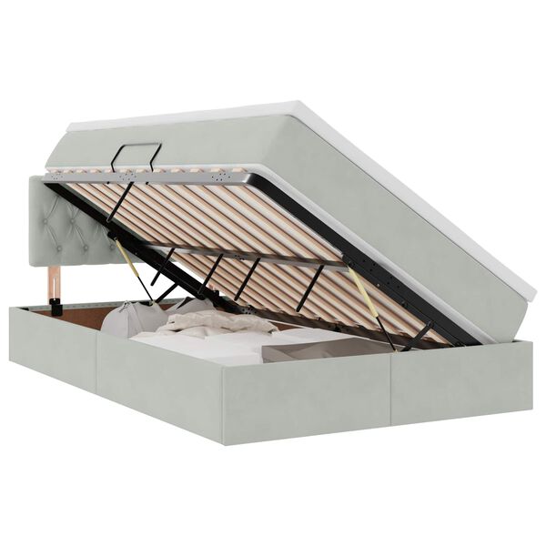 vidaXL Glabāšanas gulta ar matraci Gaiši pelēks 120 x 200 cm Samts