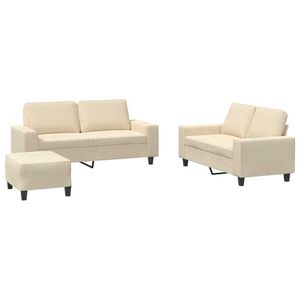vidaXL trīsdaļīgs dīvānu komplekts, krēmkrāsas audums