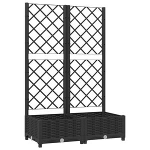 vidaXL dārza puķu kaste ar režģi, melna, 80x40x121,5 cm, polipropilēns (PP)