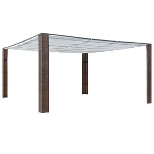 vidaXL dārza nojume ar jumtu, PE rotangpalma, 400x400x200 cm