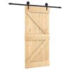 vidaXL Slīdo&scaron;ās durvis Dabiska un melna 95 x 210 cm Cieta priedes koks