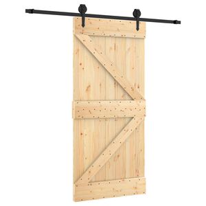 vidaXL Slīdo&scaron;ās durvis Dabiska un melna 95 x 210 cm Cieta priedes koks